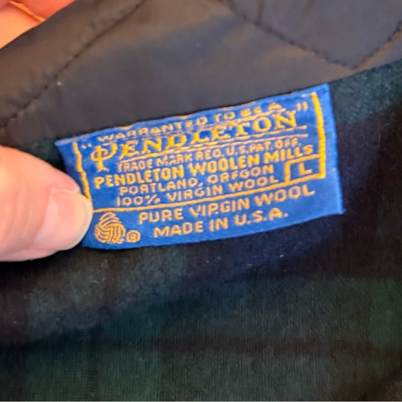 Vintage Pendleton 100% Virgin Wool Blue & Green Plaid Button Shirt Women’s Large - Picture 3 of 8